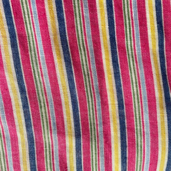 Lauren Ralph Lauren Blouse 100% Linen Multicolor Striped Long Sleeve Button Up - Picture 5 of 15